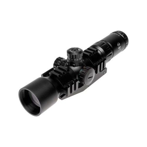 THETA 1,5-5x40 BE Scope, This versatile scope features a durable metal housing and a cross mid-dot reticle with adjustable magnification