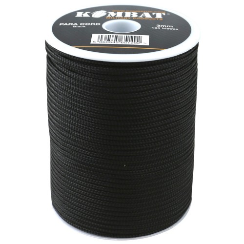 Paracord Reel 3mm (100m) (BK), Versatile and strong, this 100m reel of black paracord is perfect for camping, outdoor projects, and general utility tasks